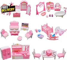 75 Pcs Dollhouse Furniture Set Accessories Small Dollhouse Miniature Pretend....