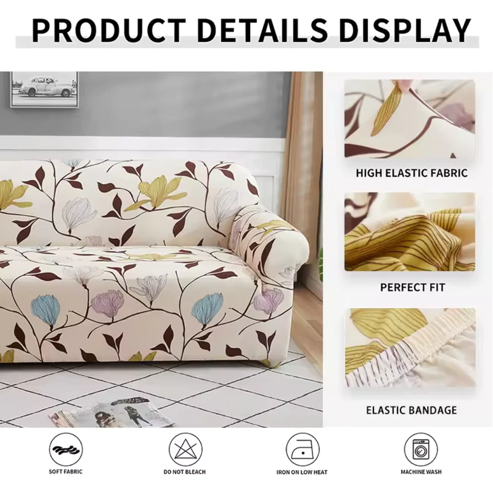 1 2 3 4Seater Sofa Cover Elastic Settee Stretch Slipcover Couch Floral Protector - Image 3 of 4