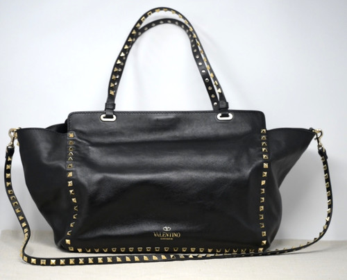 Valentino Garavani Women's Rockstud Leather Black Tote Bag