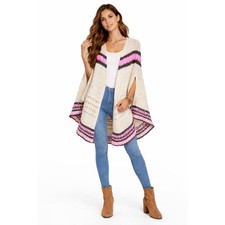 Handmade Crochet Shawl Wrap Poncho Boho Grannycore Open Knit Cape OS