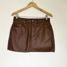 Forever 21 F1 Brown Faux Leather Mini Skirt Women  s Large