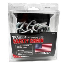 Trailer Safety Chain 1/4 Inch x 72 Inch with Latching S Hooks for Towing