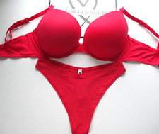 VICTORIA'S SECRET PINK Super Push-Up Bra  Panty Set VS Red 36B 36C 38D 40B 40C