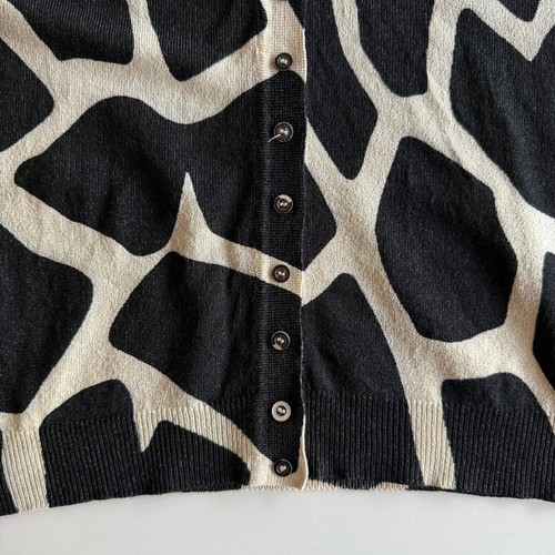 Maglione cardigan bambino John Galliano vintage SS 2000 Y2K seta animale nero panna M - Foto 4 di 11