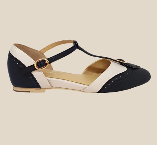 Charlie Stone Shoes Parisienne Flats - Black/Ivory - Imagen 3 de 11