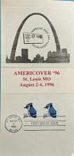 Handcrafted on cardboard or cardstock 3053 Blue Jay AMERICOVER '96 St. Louis, MO