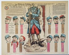 antique MORINET ART SOLDIER faces GRANDES CONSTRUCTIONS no 17 FRENCH PAPER DOLL