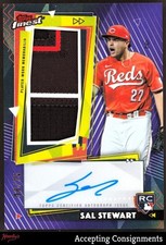 2026 Topps Finest Purple Refractor Sal Stewart RC ROOKIE PATCH AUTO RPA 08/75