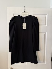 ZARA Black Putf-Sleeve Long Sleeve Mini Dress size S length 32" bust 32" new