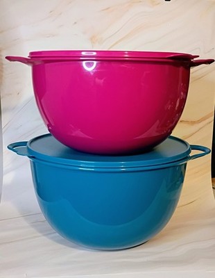 Tupperware Thatsa Jumbo Teal 59C 7319D 2 & Fuchsia 42C 5377A 2 New w/ Lids