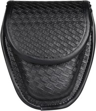 Covered Handcuff Case, Molded Hiddend Snap One Size, Basketweave Cuff Case