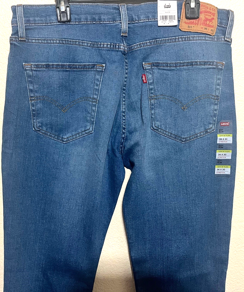 NWT MEN LEVI'S FLEX 511 3920 SLIM SET BELOW WAIST L. BLUE STRETCH