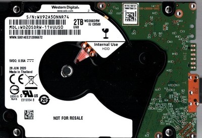 WD20SDRW-11VUUS0 S/N: WX92A WESTERN DIGITAL 2TB THAILAND JUN 2020