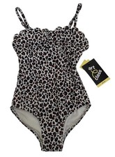 Art Class Girls Leopard One Piece Swimsuit XS 4/5 Adjustable Straps NWT