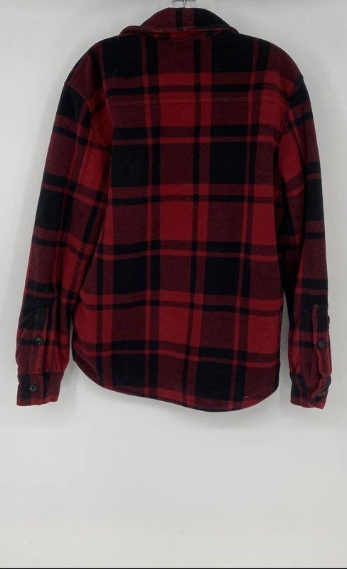 American Eagle Outfitters Mens Black Red Plaid Flannel Shirt Jacket Size Small - Image 2 of 4