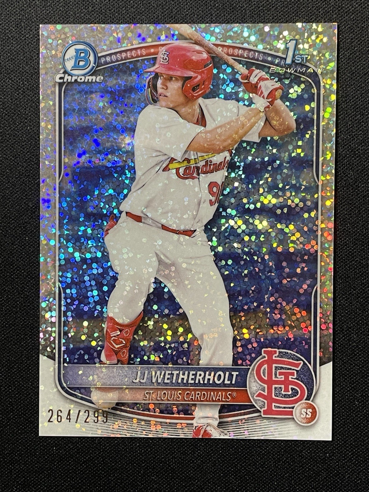 JJ Wetherholt 2025 1st Bowman Chrome #BCP-22 Speckle Refractor /299 Cardinals