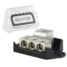 3 Way Power Distribution Block, 0/2/4AWG Input / 3X 4/8/10 AWG Outputs, Amp P...
