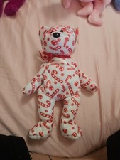 TY Beanie Baby CANDY CANES 15th Gen HT/13th Gen TT Holiday Bear 2007 White