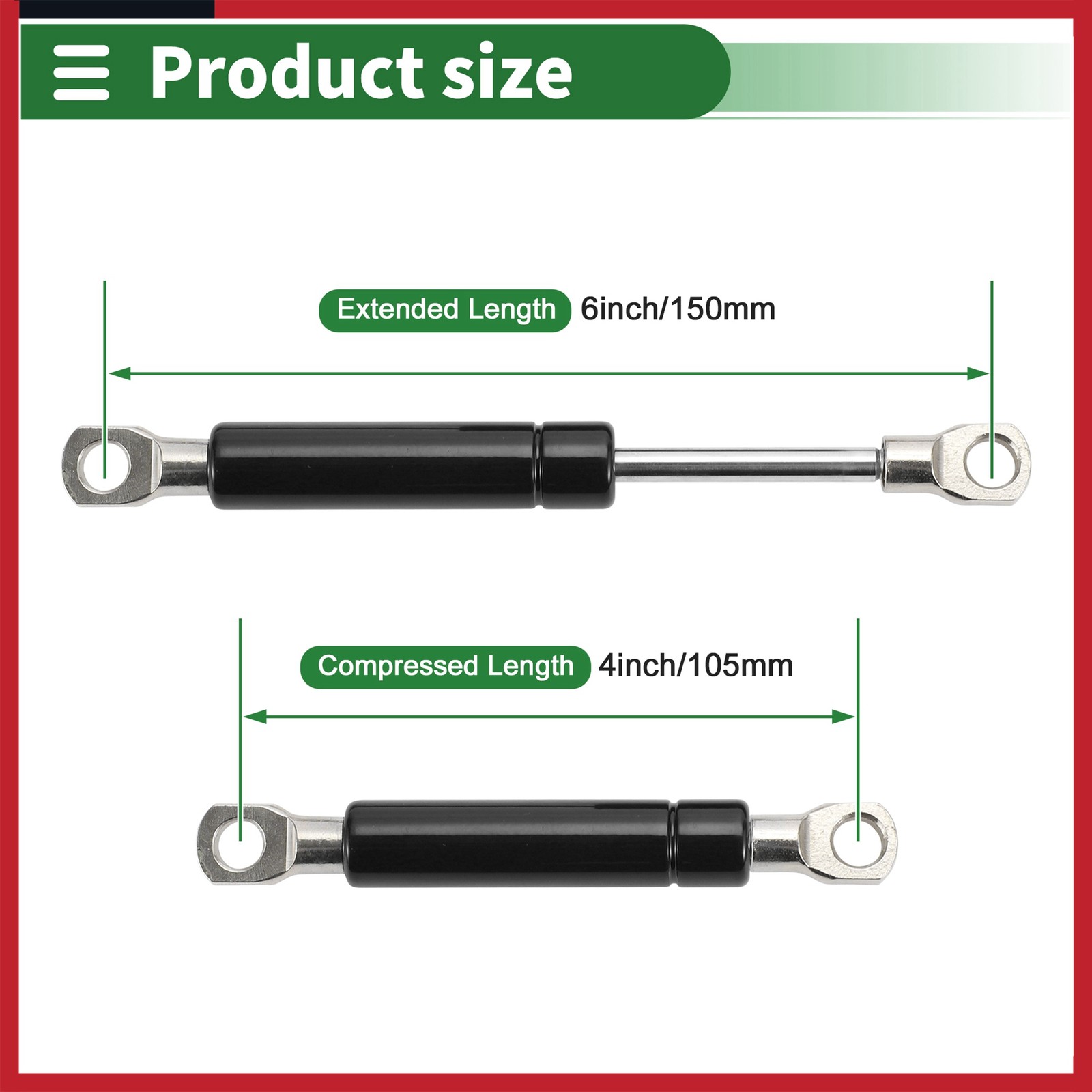 2Pcs 6"/150mm 22.5Ib/100N/10.125kg Lift Support Struts Gas Springs Black New