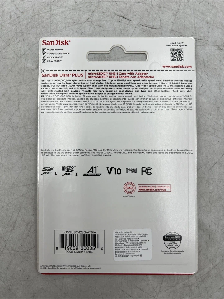 Sandisk Ultra Plus microSDXC UHS-I with Card Adapter 16gb Full HD Video - Image 2 of 2