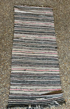 Vintage Mid-Century Handmade Wool Rag Runner Rug 24.5x57 Multicolor