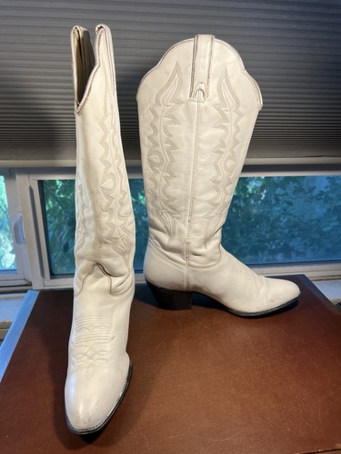 VTG KENNY RODGERS Women’s Sz 9M #40907 16.5”TALL WHITE LEATHER COWBOY BOOTS USA - Picture 23 of 23