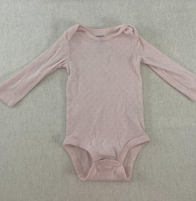 Carter's Bodysuit Girls 12M Pink Pointelle Long Sleeve Soft Knit Snap One Piece