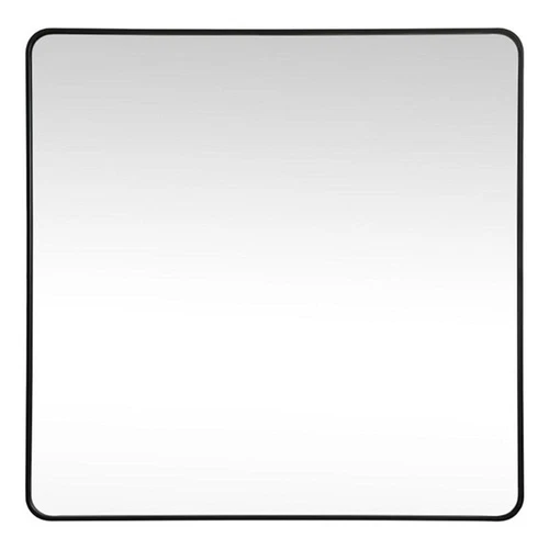 Elegant Decor Evermore 48" x 48" Soft Corner Square Metal Mirror in Black - Picture 1 of 9