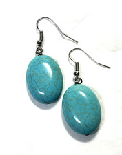 Turquoise Stone Earrings Dangle Drop Boho New