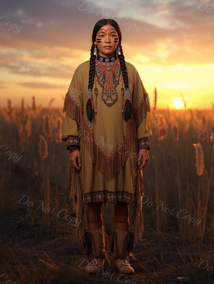 #ad Photo A4 Lakota Sioux – femme en robe tribale au coucher du soleil – 1218 EUR 5.99
