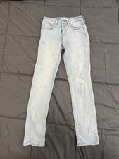 Levi's Light Blue Mid Rise Skinny Distressed Denim Jeans Button Zip Women