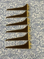 Vintage Aluminum Slotted 8” Wall Brackets Gold And Faux Wood Lot Of 6