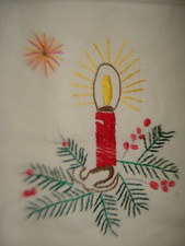 sehr schöner von Hand bestickter Tischläufer Deckchen, Weihnachten, ca. 35x70 cm