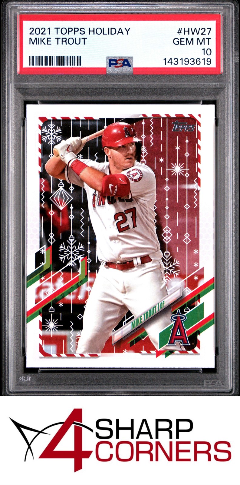 2021 TOPPS HOLIDAY #HW27 MIKE TROUT ANGELS PSA 10