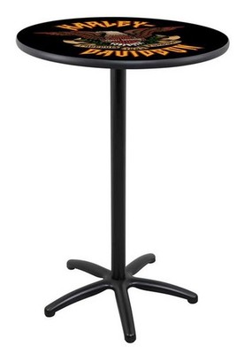 Harley-Davidson Hard Rock Eagle Cafe Table, Durable Melamine Top - Black