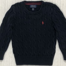Polo Ralph Lauren Kids Navy Cable Knit Cotton Sweater Size 3T Red Pony Logo