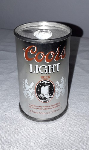 VINTAGE COORS LIGHT BEER CAN METAL BIC TABLE LIGHTER HOLDER EXCELLENT CONDITION
