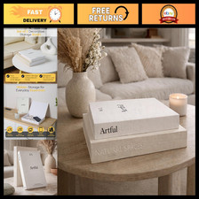 Set of 2 Decorative Faux Books - Modern Home Decor for Coffee Table, Shelf Off