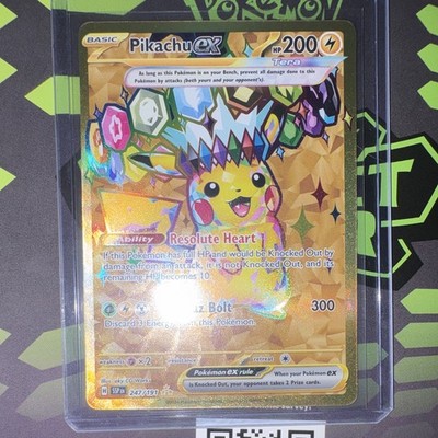 Pokémon TCG SV08 Surging Sparks Pikachu EX Hyper Rare Gold Holo Card 247/191