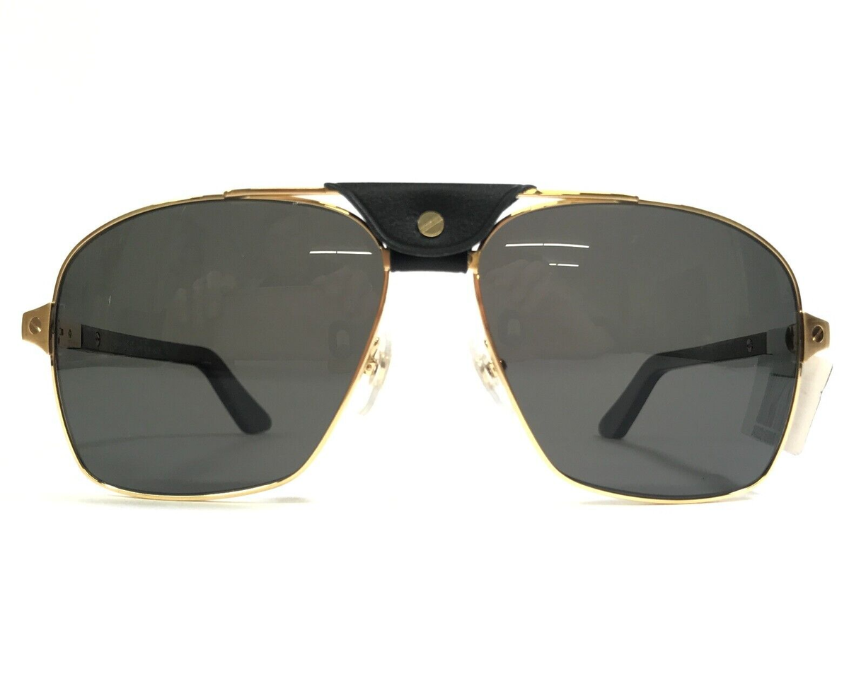 Cartier バーガンディ サングラス Cartier Sunglasses CT0389S 001 XL Gold Black Leather