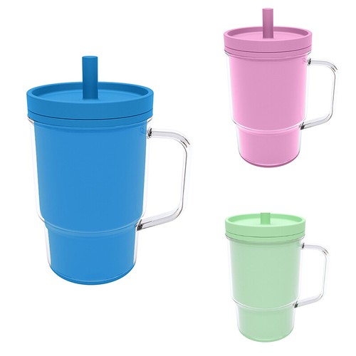 Kids Children Drink Mug Silicone Straw Cup Practical Water Bottle Eco-Friendly