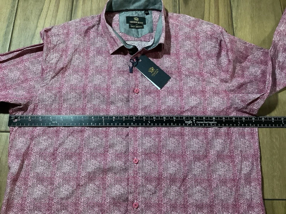Moderno Italy Design Men’s Size 2XL Dress Shirt Long Sleeves Collared in Garnet - Image 4 of 4