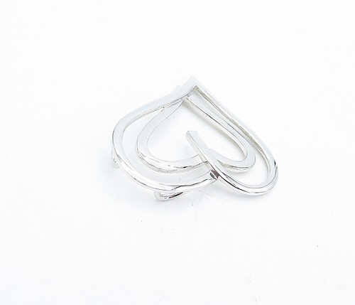 925 Sterling Silver  Shiny Polished Open Love Heart Slide Pendant  PT3310 - Picture 3 of 5