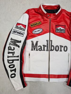 Vintage Marlboro Racing Leather Jacket - Rare 90s Motorsport