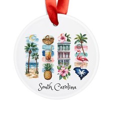 South Carolina-Themed Round Acrylic Ornament - Personalized Gift - Holiday Decor