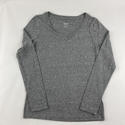 Mossimo Tshirt Womens Medium Gray Long Sleeve V-Neck