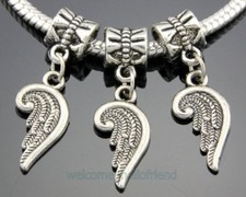 30pcs Tibetan Silver Angel Wings Dangle Charms Fit European Bracelet ZY216