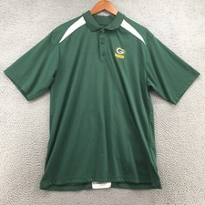 NFL Team Apparel Green Bay Packers Polo Shirt Mens Large Green Short Sleeve
