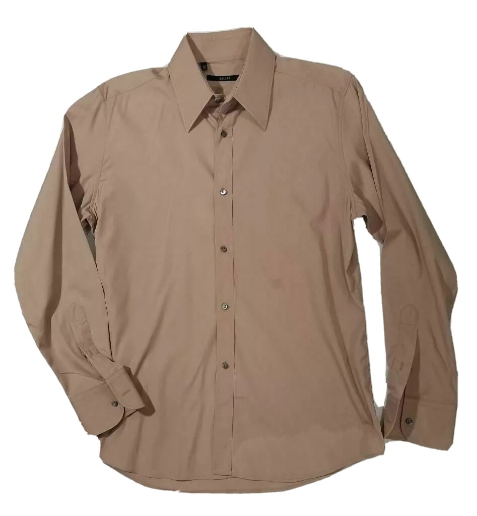 Gucci Mens Dress Shirt Beige Long 