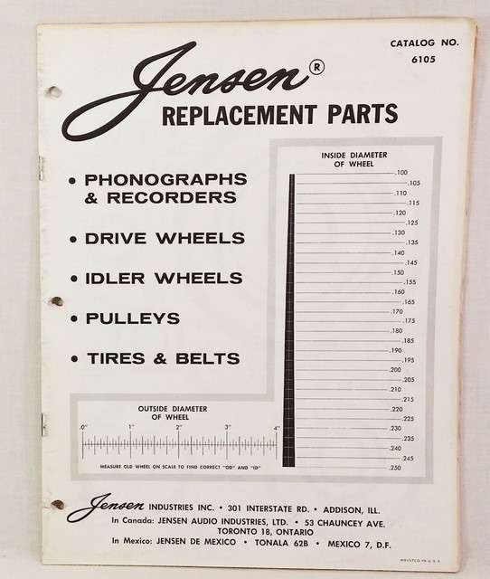 Jensen Replacement Parts Catalog No. 6105 & Price List eBay